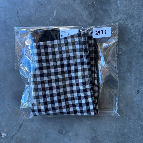 Zara Legging High-Rise Womens S White Black Gingham Plaid Checkered Skinny Pants - Picture 14 of 14